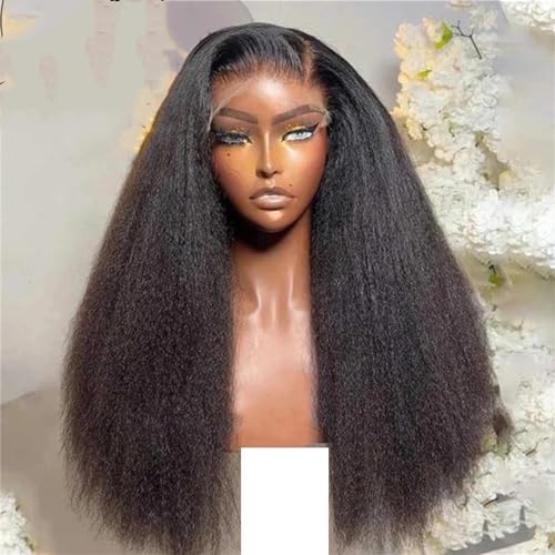 Gerade Lace Front Perücken Synthetische Spitze Transparent Gerade Spitze Frontal Für Damen Leimlose Spitzenperücke Black 13x4x1 Lace Wigs#30Inches von UIOKLMJH