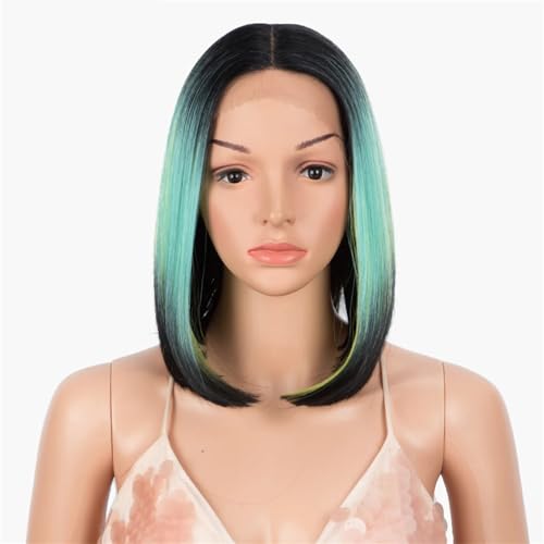 Gerade Synthetische Spitze Perücken Kurze Bob Perücken Für Frauen Cosplay Perücken Mittlerer Teil Spitze 12 Zoll Perücke 1B LEMON ACBL3 12INCHES von UIOKLMJH