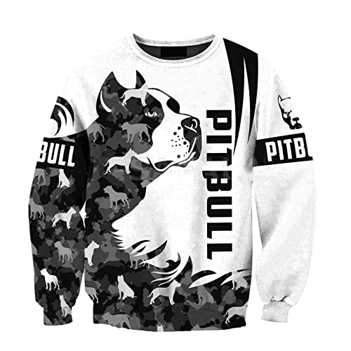 Harajuku Kapuzenpullover für Herren, lässiger 3D-Druck, Hoodie, Pitbull Hundepullover, Sweatshirt, Damen, Unisex, Reißverschluss, Jacke, Mode Streetwear, 3D-Sweatshirt, XXXXL von UIOKLMJH