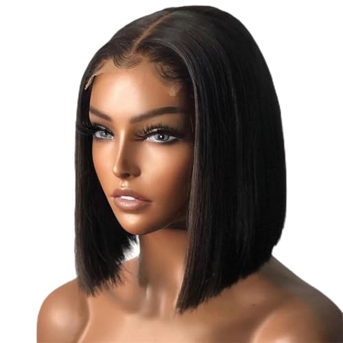 Kurze Bob Perücken Leimlose Perücken Echthaar Perücken Mit Spitzenverschluss Vorgezupft Für Damen 4x4 Glueless Bob 16inches von UIOKLMJH