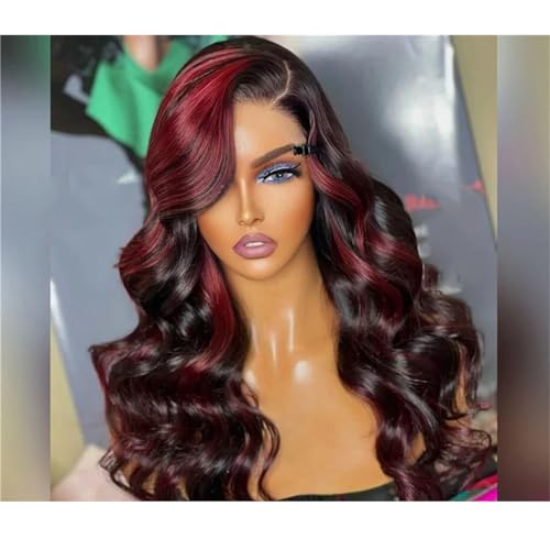 Lace Front Perücken Für Damen Gewellt Synthetische Spitze Frontal Perücke Körperwellen Perücke Spitze Frontal Perücken red 2 13X4X1 Lace Wigs#22INCHES von UIOKLMJH