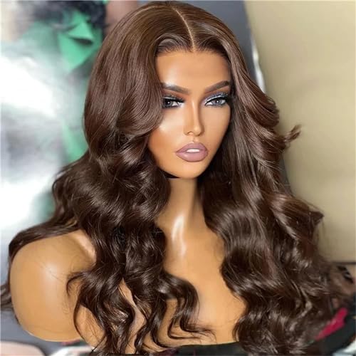 Lace Front Perücken Gewellte Synthetische Lace Front Perücke Für Frauen 180% Dichte Leimlose Perücke Brown #20inches#13X4 s von UIOKLMJH