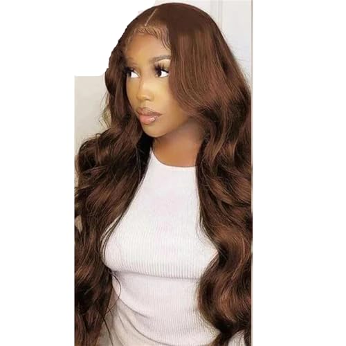 Lace Front Perücken Synthetische Körperwellen Perücke HD Lace Frontal Leimlose Perücke Für Frauen Chocolate Lace Wig#24inches#13X4X1 Lace Wigs von UIOKLMJH