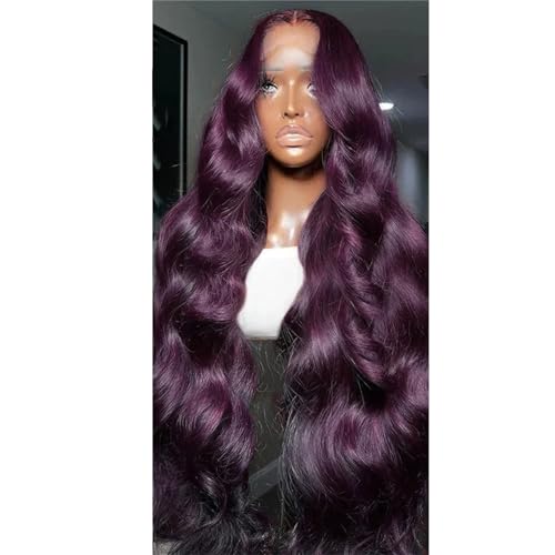 Lace Front Perücken Synthetische Körperwellen Spitzenperücken Für Frauen 13 X 4 HD Spitze T Teil Leimlose Perücke Dark red 13x4#24inches von UIOKLMJH