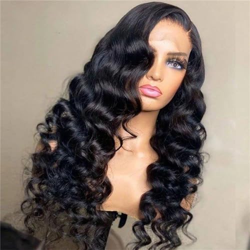 Lose Tiefe Welle Frontal Perücke Transparente Spitze Front Echthaar Perücken Für Frauen Menschliches Haar Natürliche Perücken 13x4 Front Wig 30inches#180 Density von UIOKLMJH