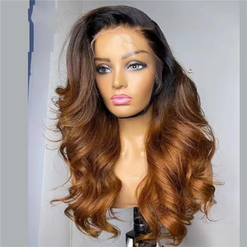 Ombre Lace Front Perücke Echthaar Perücken Für Frauen Körperwelle Lace Front Perücke Lace Frontal Perücke T1B 4 27 16inches#180 Density 4X4 Wig von UIOKLMJH