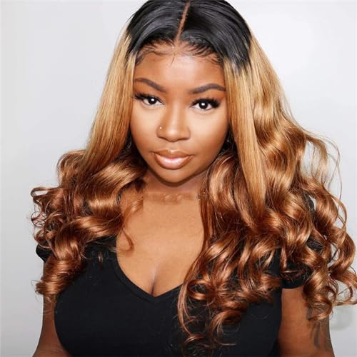 Ombre Lace Front Perücke Echthaar Perücken Für Frauen Körperwelle Lace Front Perücke Lace Frontal Perücke T1B 4 30 22inches#180 Density 4X4 Wig von UIOKLMJH