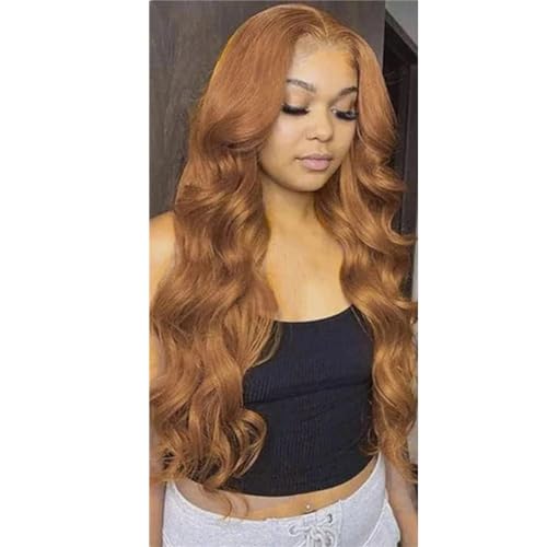 Spitze Front Perücke Synthetische Spitze Lockere Wellen Perücke Spitze Frontal Perücken Für Frauen Ombre Welle Cosplay Haar Ginger 13X1 Lace Front Wigs#22INCHES von UIOKLMJH