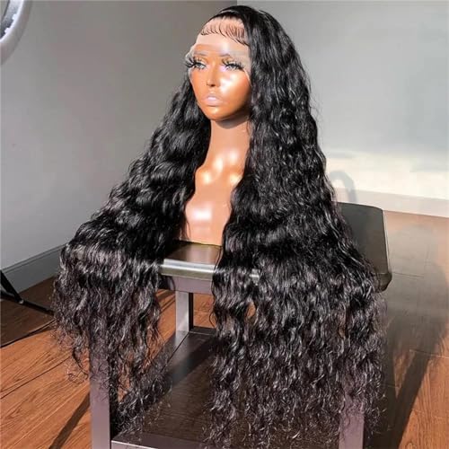 Spitze Frontal Perücke Lockiges Echthaar Perücken Für Frauen Tiefe Welle Frontal Gewellte Spitze Perücke 13x4 Lace Wig 150 Density#24inches von UIOKLMJH