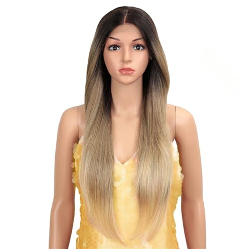 Synthetische Gerade Perücke Spitze Vorne Perücke 13 * 4 Spitze Frontal 28 Zoll Perücke Spitze Haar Cosplay Perücken Für Frauen E 150%#T Lace Middle Part28inch von UIOKLMJH