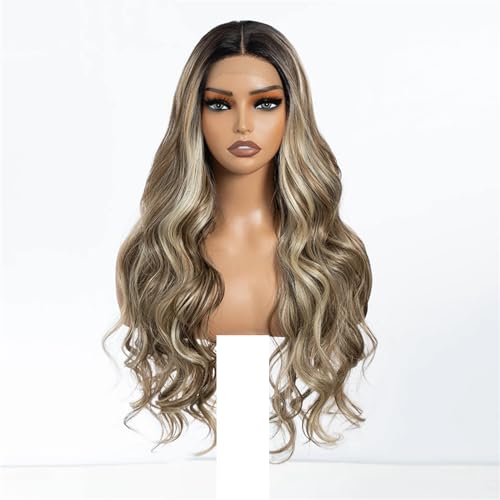 Synthetische Lace Front Perücken Für Frauen Langer Körper Gewellt Lange T Teil Spitze Perücke Cosplay 76,2 Cm NTSA4 10 23B 613C 30Inches von UIOKLMJH