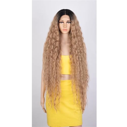 Synthetische Spitze Perücken 106,7 Cm Lang Cosplay Perücken Mit Lockigem Haar Für Damen NT1B 23C 150%#Lace Front#42inch von UIOKLMJH