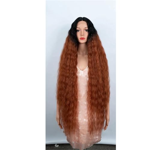 Synthetische Spitze Perücken 106,7 Cm Lang Cosplay Perücken Mit Lockigem Haar Für Damen SRCOPPER 150%#Lace Front#42inch von UIOKLMJH