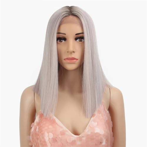 Synthetische Spitzeperücke Kurzer Bob Gerader Mittelteil Spitzenperücke Cosplay Perücken Für Frauen RT6 PKGD6 PART LACE WIG#14inch von UIOKLMJH