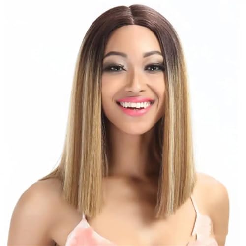 Synthetische Spitzeperücke Kurzer Bob Gerader Mittelteil Spitzenperücke Cosplay Perücken Für Frauen TT62724 PART LACE WIG#14inch von UIOKLMJH