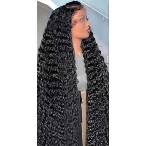 Tiefe Welle 13X6 HD Transparent Spitze Front Echthaar Perücke Glueless 13X4 Lockige Welle Spitze Frontal Perücken Für Frauen 150 24Inch#13X6 HD Lace Wig von UIOKLMJH