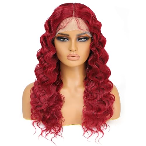 Tiefe Wellen Spitze Perücke Klebefrei Synthetisches Naturhaar Lace Front Perücken Für Frauen Gewellte Perücken 12 150%#20inches#1 PC von UIOKLMJH