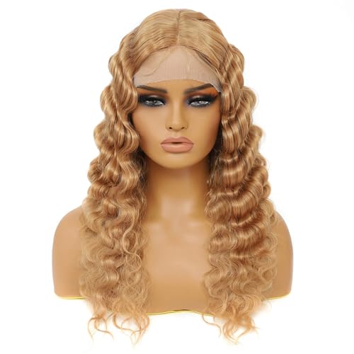 Tiefe Wellen Spitze Perücke Klebefrei Synthetisches Naturhaar Lace Front Perücken Für Frauen Gewellte Perücken M27 30 150%#20inches#1 PC von UIOKLMJH