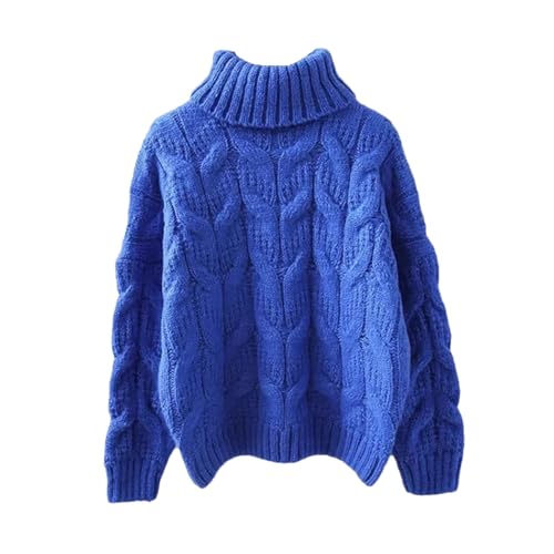 UIOKLMJH Frauen Winter Rollkragen Dicke Warme Pullover Twist Lose Lange Ärmel Gestrickte Pullover Color Blue 01 M von UIOKLMJH
