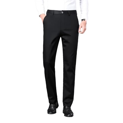 UIOKLMJH Herbst Frühling Klassische Business Casual Wear Hosen Männer Fit Gerade Glatte Hohe Taille Twill Hosen Black 31 von UIOKLMJH