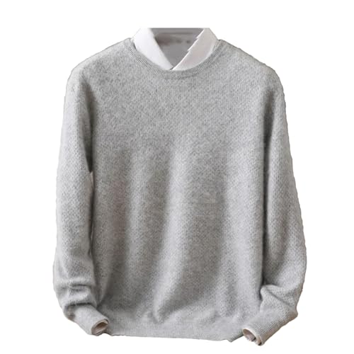 UIOKLMJH Herren Wollpullover Mit Rundhalsausschnitt Lockeres Einfarbiges Langärmliges Stilvolles Büro Strickhemd Light gray9 XL von UIOKLMJH