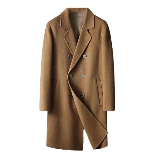 UIOKLMJH Zweireihiger Langer Fester Kaschmir Windbreaker Für Herren Business Doppelseitiger Lässiger Trenchcoat Im Mittleren Alter brown gray L von UIOKLMJH