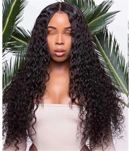 Wellenförmige Spitze Front Echthaar Perücken Für Frauen Transparente Spitze Frontal Perücke Vorgezupfte Leimlose Perücken 200% 36Inch#4X4 HD Lace Wig von UIOKLMJH
