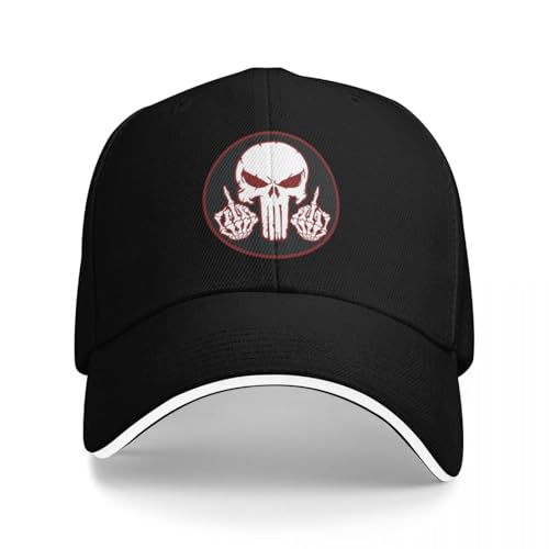 UIOPPIOS Rot Taktische Totenkopf Mittelfinger Sport Baseball Caps Männer Unisex Männlich Strand Sonnenhut Trucker Cap von UIOPPIOS