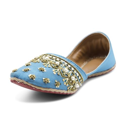 Punjabi Jutti indische ethnische Schuhe, indisch, pakistanisch, Hochzeit, Damenschuhe, Mojari, Blau, 38.5 EU Punjabi Jutti indische ethnische Schuhe, indisch, pakistanisch, Hochzeit, Damenschuhe, Mojari, Blau, 38.5 EU von UJAALA
