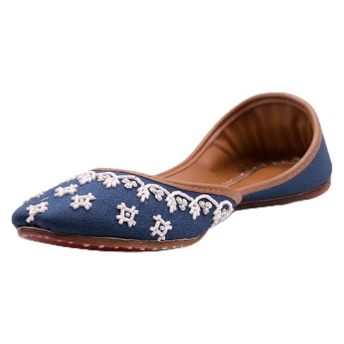 UJAALA Damen Traditionelle handgefertigte Jutti Khussa, Blau - 2, 36 EU UJAALA Damen Traditionelle handgefertigte Jutti Khussa, Blau - 2, 36 EU von UJAALA