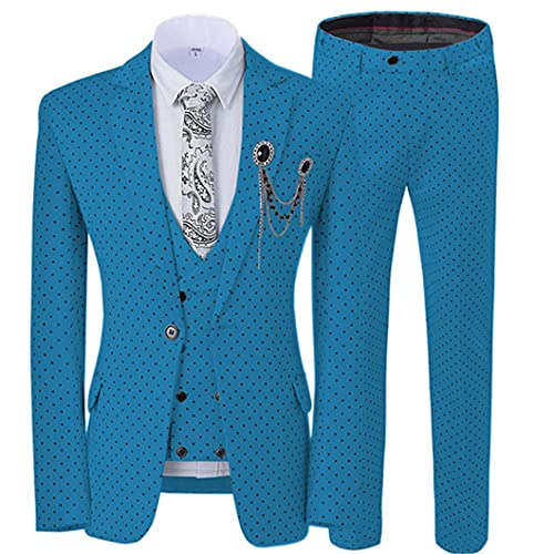 Männer Polka Dot Druck Dünnes Anzug Business Three-Piece Blazers Jacke Set hu LAN 3XL for 81-86 kg von UJDKCF