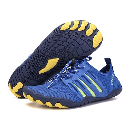 Barfussschuhe Herren Strandschuhe for Männer Und Frauen, Drifting Upstream-Schuhe, Outdoor-Radsport, Watschuhe, Barfußschuhe(A092 Blue,46) von UJEDFHV