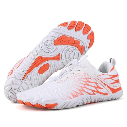Barfussschuhe Herren Unisex Watschuhe Schwimmwasserschuhe Damen Herren Barfuß Turnschuhe Outdoor Strand Sandalen Upstream Schuhe(Orange,44) von UJEDFHV