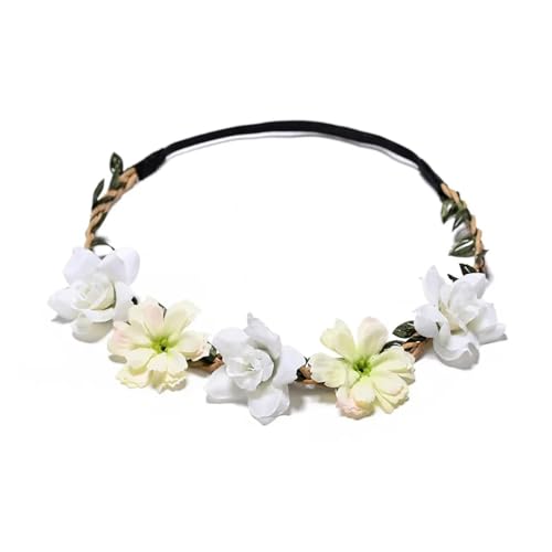 Blumenkranz Haare Kinder 8 farben Frau Haar Blume Krone Hochzeit Kranz Garland Mädchen Tuch Stirnband Rot Zubehör(Color 02) von UJEDFHV
