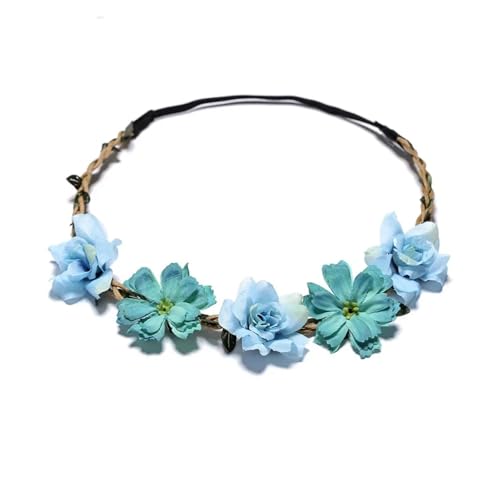 Blumenkranz Haare Kinder 8 farben Frau Haar Blume Krone Hochzeit Kranz Garland Mädchen Tuch Stirnband Rot Zubehör(Color 04) von UJEDFHV