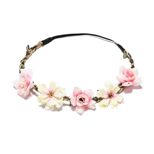 Blumenkranz Haare Kinder 8 farben Frau Haar Blume Krone Hochzeit Kranz Garland Mädchen Tuch Stirnband Rot Zubehör(Color 05) von UJEDFHV