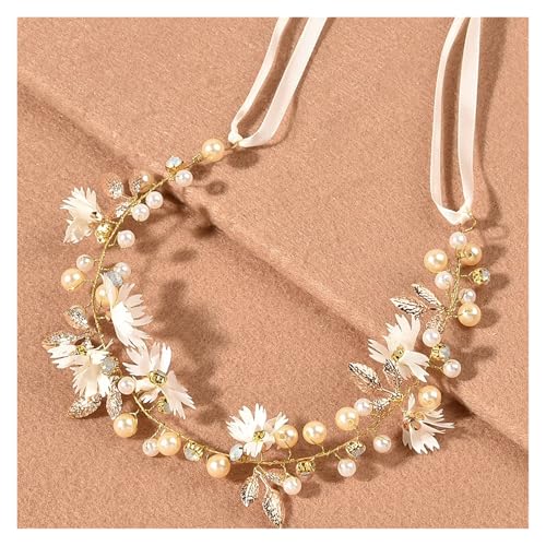 Blumenkranz Haare Kinder Perle Blume Haarnadel Seite Kamm Golden Leaf Shaped Legierung Tiaras Hochzeit Braut Einsatz Haar Clips Schmuck Kopfbedeckungen(Color 01) von UJEDFHV