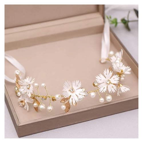 Blumenkranz Haare Kinder Perle Blume Haarnadel Seite Kamm Golden Leaf Shaped Legierung Tiaras Hochzeit Braut Einsatz Haar Clips Schmuck Kopfbedeckungen(Color 03) von UJEDFHV