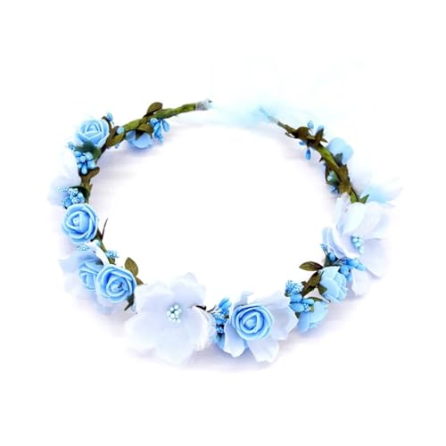 Blumenkranz Haare Kinder Perlenkronen, Strand-Blumengirlande, romantische künstliche Rosen-Hochzeitskränze, Blumen-Stirnband(Color 06) von UJEDFHV