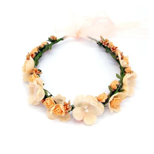 Blumenkranz Haare Kinder Perlenkronen, Strand-Blumengirlande, romantische künstliche Rosen-Hochzeitskränze, Blumen-Stirnband(Color 07) von UJEDFHV