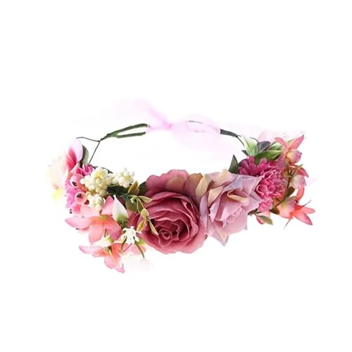 Blumenkranz Haare Kinder Perlenkronen, Strand-Blumengirlande, romantische künstliche Rosen-Hochzeitskränze, Blumen-Stirnband(Color-23) von UJEDFHV
