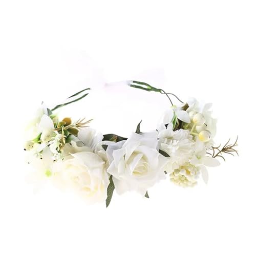 Blumenkranz Haare Kinder Perlenkronen, Strand-Blumengirlande, romantische künstliche Rosen-Hochzeitskränze, Blumen-Stirnband(Color-24) von UJEDFHV