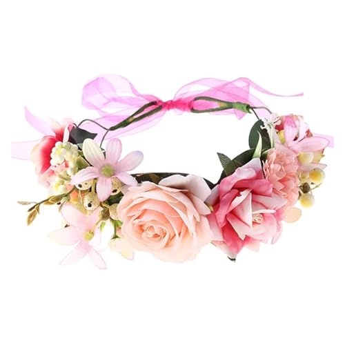 Blumenkranz Haare Kinder Perlenkronen, Strand-Blumengirlande, romantische künstliche Rosen-Hochzeitskränze, Blumen-Stirnband(Color-25) von UJEDFHV