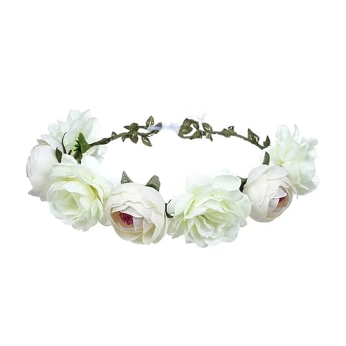 Blumenkranz Haare Kinder Perlenkronen, Strand-Blumengirlande, romantische künstliche Rosen-Hochzeitskränze, Blumen-Stirnband(Color17) von UJEDFHV