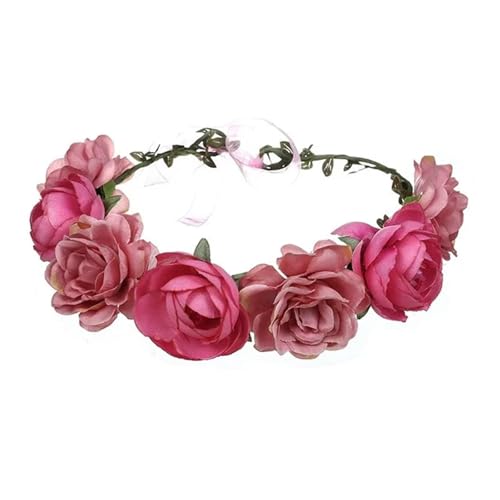 Blumenkranz Haare Kinder Perlenkronen, Strand-Blumengirlande, romantische künstliche Rosen-Hochzeitskränze, Blumen-Stirnband(Color18) von UJEDFHV