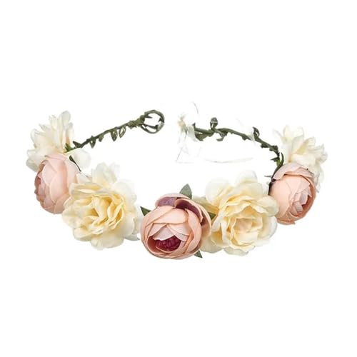 Blumenkranz Haare Kinder Perlenkronen, Strand-Blumengirlande, romantische künstliche Rosen-Hochzeitskränze, Blumen-Stirnband(Color19) von UJEDFHV