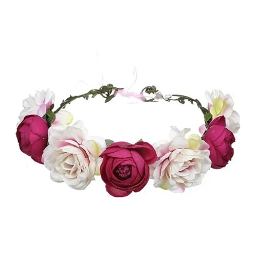 Blumenkranz Haare Kinder Perlenkronen, Strand-Blumengirlande, romantische künstliche Rosen-Hochzeitskränze, Blumen-Stirnband(Color21) von UJEDFHV