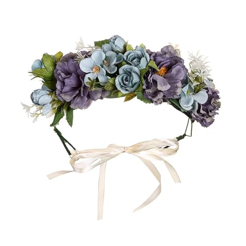 Blumenkranz Haare Kinder Perlenkronen Mädchen Braut Hochzeit Stirnband Blumen for Erwachsene Haarschmuck(32) von UJEDFHV