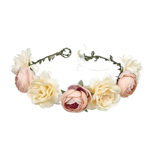 Blumenkranz Haare Kinder Perlenkronen Mädchen Braut Hochzeit Stirnband Blumen for Erwachsene Haarschmuck(38) von UJEDFHV