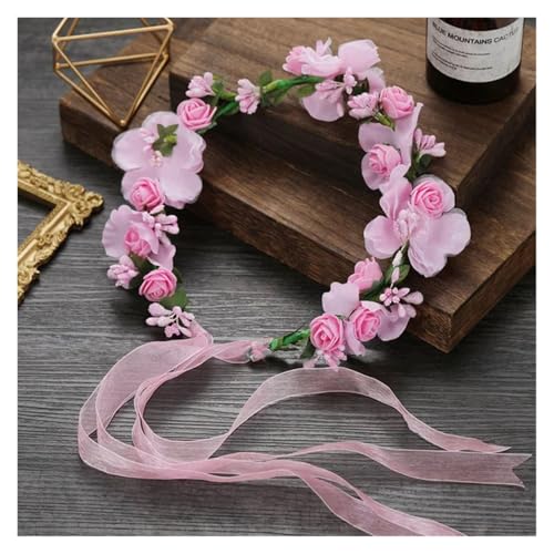 Blumenkranz Haare Kinder Perlenkronen Mädchen Braut Hochzeit Stirnband Blumen for Erwachsene Haarschmuck(Color 02) von UJEDFHV